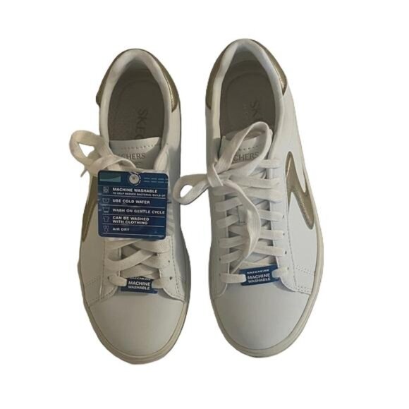 Skechers Women's 185016 Eden LX-Beaming Glory White Gold Casual Shoes Size 6 - Picture 3 of 7